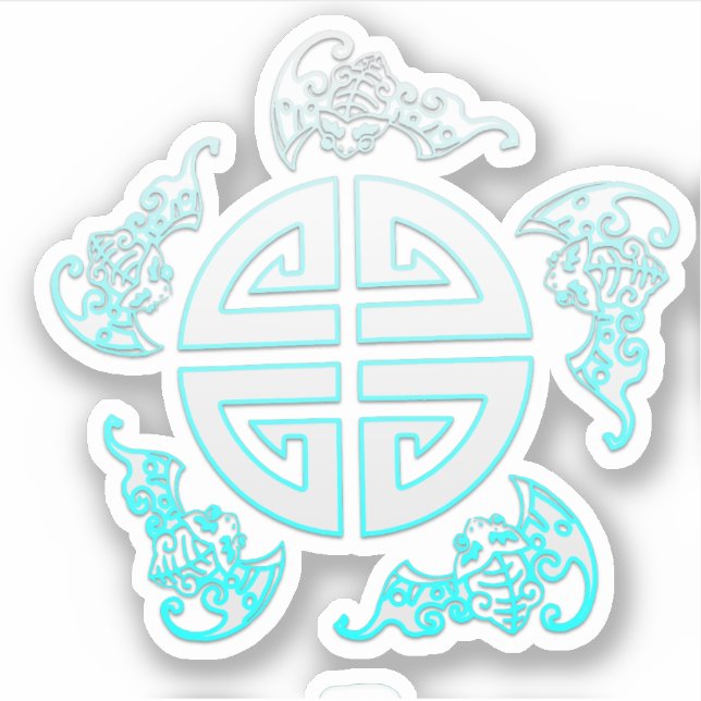 Pegatina Las cinco bendiciones chinas de buena suerte; fort (Anverso)