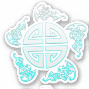 Pegatina Las cinco bendiciones chinas de la buena suerte;