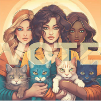 Pegatina Las damas de gato sin hijos votan