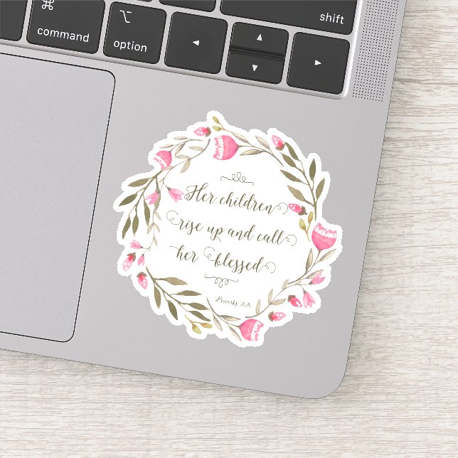 Pegatina Las Escrituras del Día de la Madre Proverbios 31:2 (Detalle)