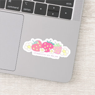 Pegatina ¡Las fresas son mi mermelada - dulce, punny y rosa