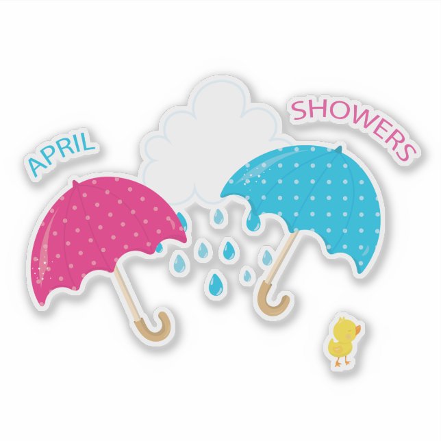 Pegatina Las lluvias de abril llueven los paraguas nubes (Anverso)