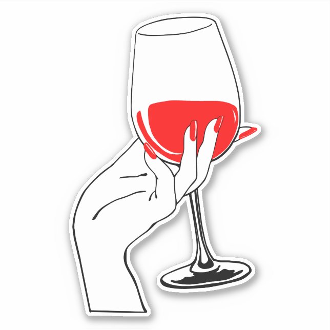 Pegatina Las mujeres sostienen a mano el arte del vino (Anverso)