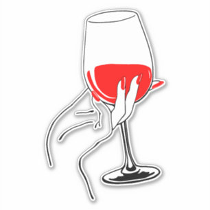 Pegatina Las mujeres sostienen a mano el arte del vino