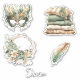 Pegatina Las plumas de cobre verdes masacran a Boho