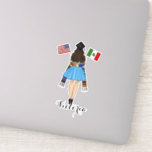 Pegatina Latina Graduate Serape Bandera de México y América