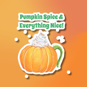 Pegatina Latte de especias de calabaza con acuarela 
