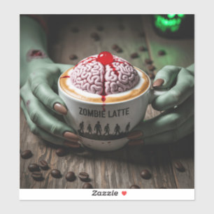 Pegatina Latte de Zombie de Halloween espeluznante
