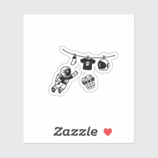 Pegatina “Laundry Day in Space Minimal Cosmic Humor Design"