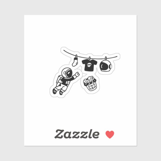 Pegatina “Laundry Day in Space Minimal Cosmic Humor Design" (Hoja)