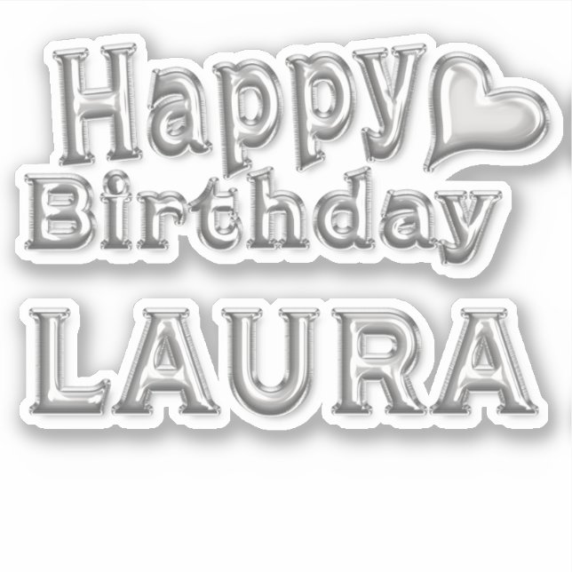 Pegatina Laura Happy Birthday silver Aufkleber Sticker (Anverso)