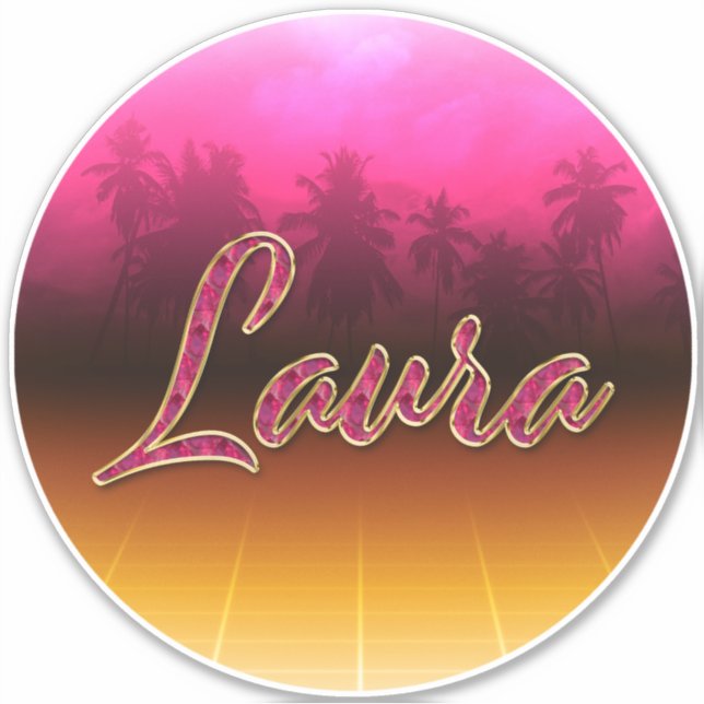 Pegatina Laura Vorname Name golden pink Aufkleber Sticker (Anverso)