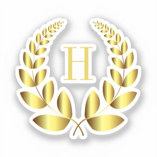 Pegatina Laurel de oro monograma (Anverso)