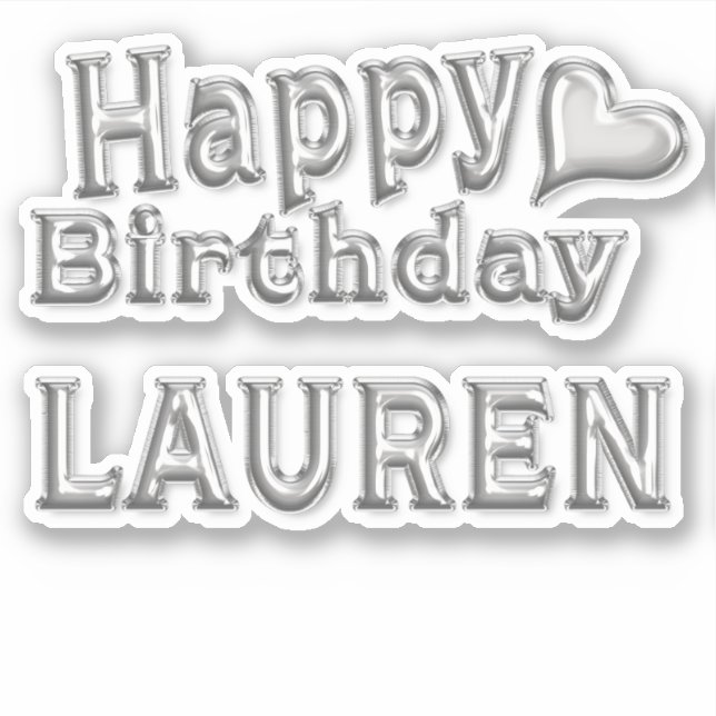 Pegatina Lauren Happy Birthday silver Aufkleber Sticker (Anverso)
