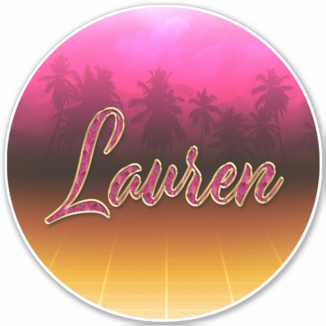 Pegatina Lauren Vorname Name golden pink Aufkleber Sticker (Anverso)