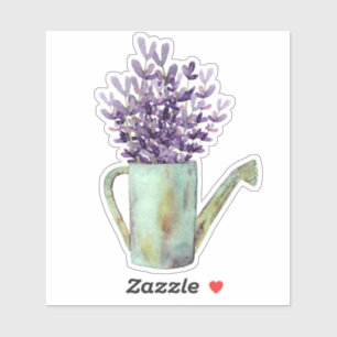 Pegatina Lavanda con lata de agua rústica