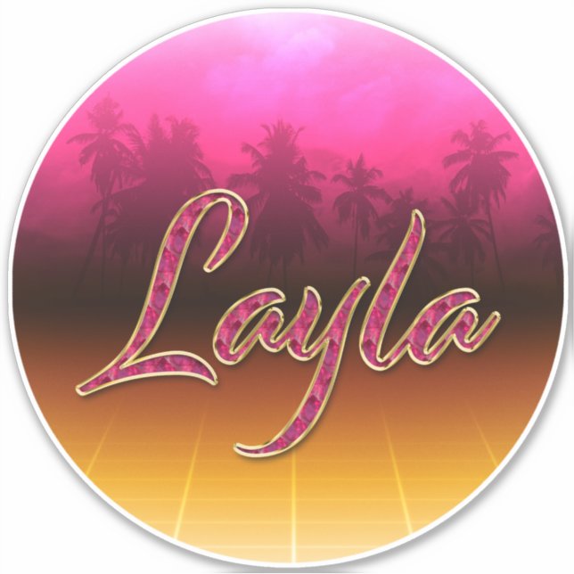 Pegatina Layla Vorname Name golden pink Aufkleber Sticker (Anverso)