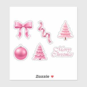 Pegatina Lazos y árboles de Navidad rosados coquette