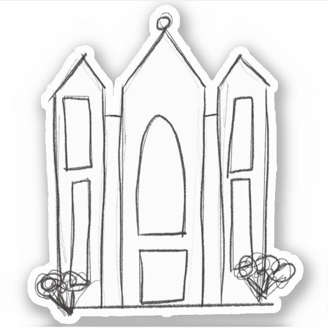 Pegatina LDS Salt Lake City Temple sketch mormon niños (Anverso)