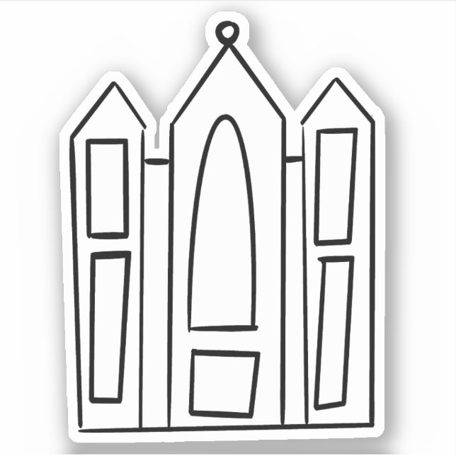 Pegatina LDS Salt Lake Utah Temple simple mormón de contorn (Anverso)