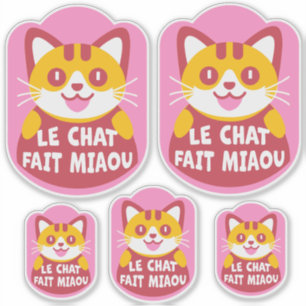Pegatina Le Chat Fait Miaou Naranja francés lindo Tabby