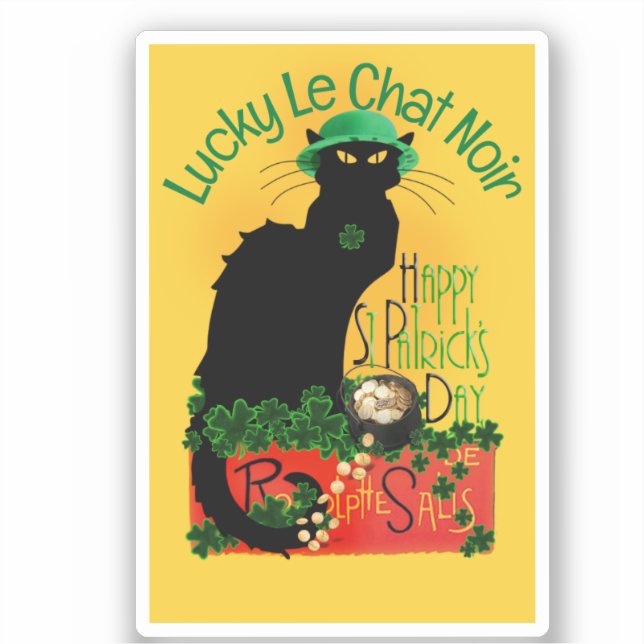 Pegatina Le Chat Noir Clover St. Patrick's Day (Anverso)
