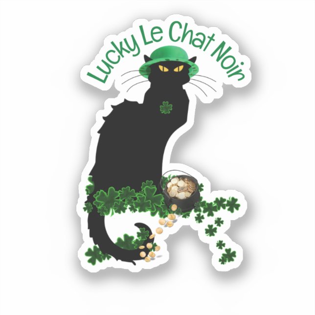 Pegatina Le Chat Noir Día de San Patricio Clover (Anverso)
