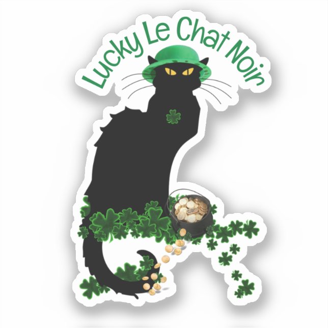 Pegatina Le Chat Noir Día de San Patricio Clover (Anverso)