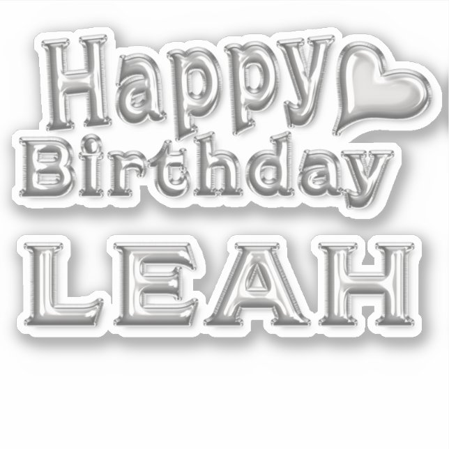 Pegatina Leah Happy Birthday silver Aufkleber Sticker (Anverso)