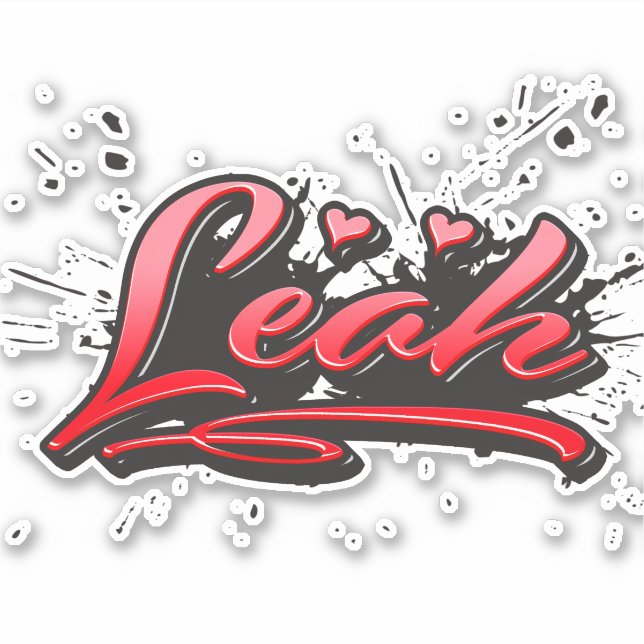 Pegatina Leah red Heart Graffiti Aufkleber Sticker (Anverso)