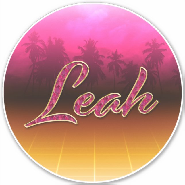 Pegatina Leah Vorname Name golden pink Aufkleber Sticker (Anverso)