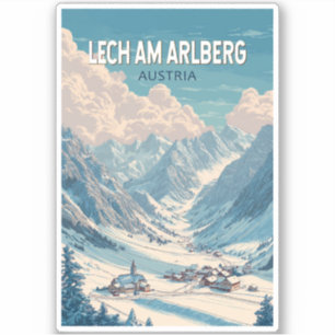 Pegatina Lech am Arlberg Austria Ilustracion Arte de Viajes