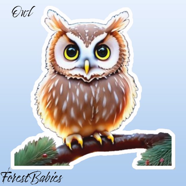 Pegatina Lechuza 🦉 Ave salvaje, animal natural (Owl ForestBabies Sticker)