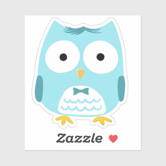 Pegatina Lechuza Azul Cuta Con Personalizado De Lechuza Gra (Hoja)