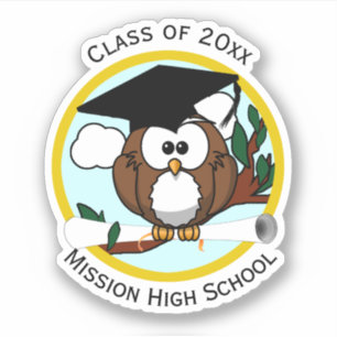 Pegatina Lechuza graduada con Diploma