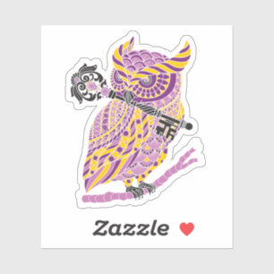 Pegatina Lechuza morada grande