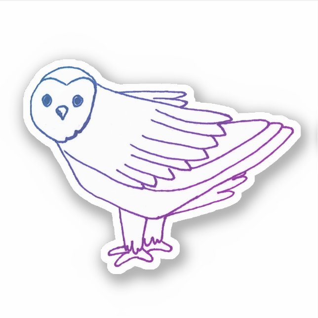 Pegatina Lechuza Púrpura Artística de Carpintero (Anverso)