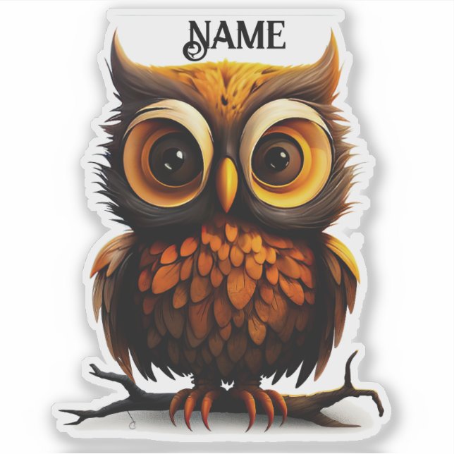 Pegatina Lechuza Resumen Animal Personalizado (Anverso)