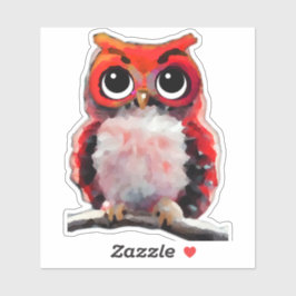 Pegatina Lechuza Roja Pequeña