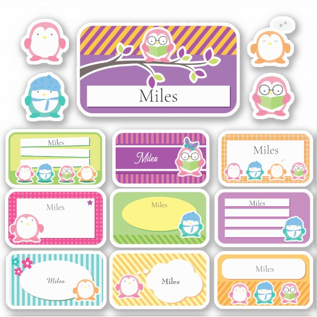 Pegatina Lechuzas Cutas (Anverso)