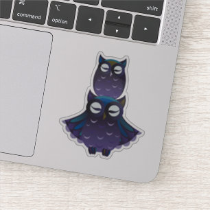 Pegatina Lechuzas moradas y azules apiladas