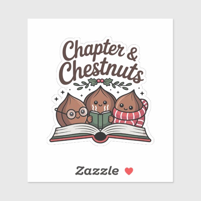 Pegatina Lectura navideña de Chapter & Chestnuts (Hoja)