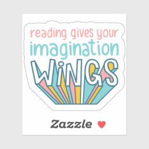 Pegatina Leer da tus Wings de imaginación Libros