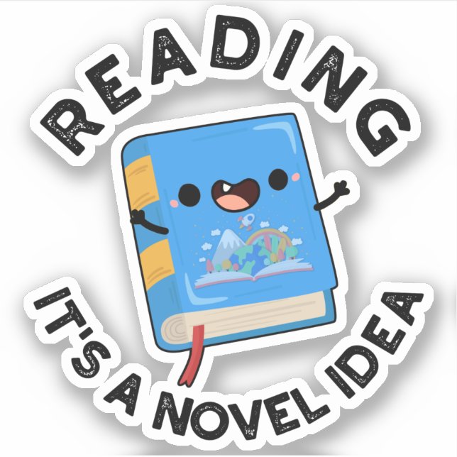 Pegatina Leer es una novedosa idea divertida para un libro (Anverso)