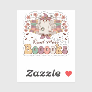 Pegatina Leer más libros Retro Groovy Halloween