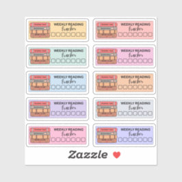 Pegatina Leer semanalmente el planificador de libros del ra