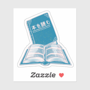 Pegatina Leer un texto japonés kanji de libro