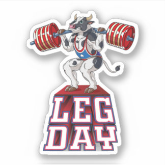 Pegatina Leg Day Cow Weight Lifting Squat Gym. Perfect desi