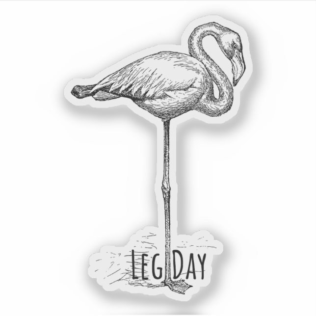 Pegatina Leg Day Elegant Flamingo Fun Fitness (Anverso)