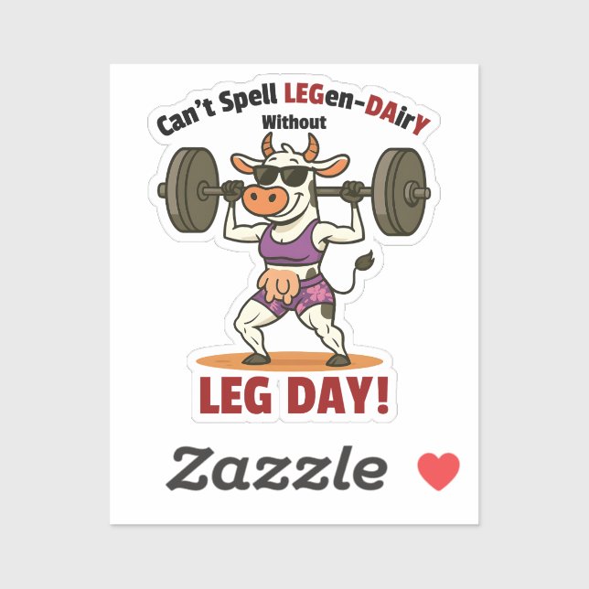 Pegatina Legen-Dairy Leg Day – Funny Cow Squat Workout (Hoja)